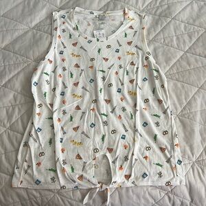 Jcrew slub cotton tank with NYC prints new with tags medium